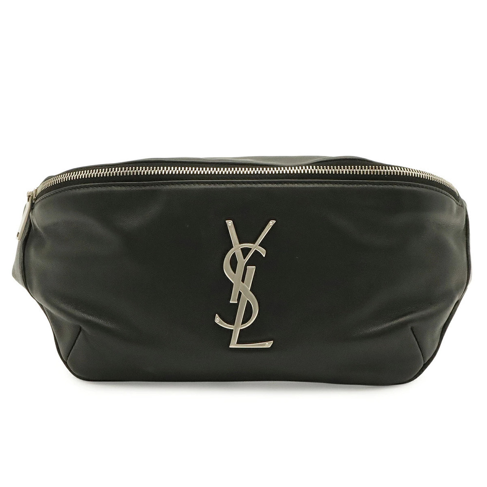 SAINT LAURENT PARIS YSL Yves Belt Bag Waist Body Leather Black